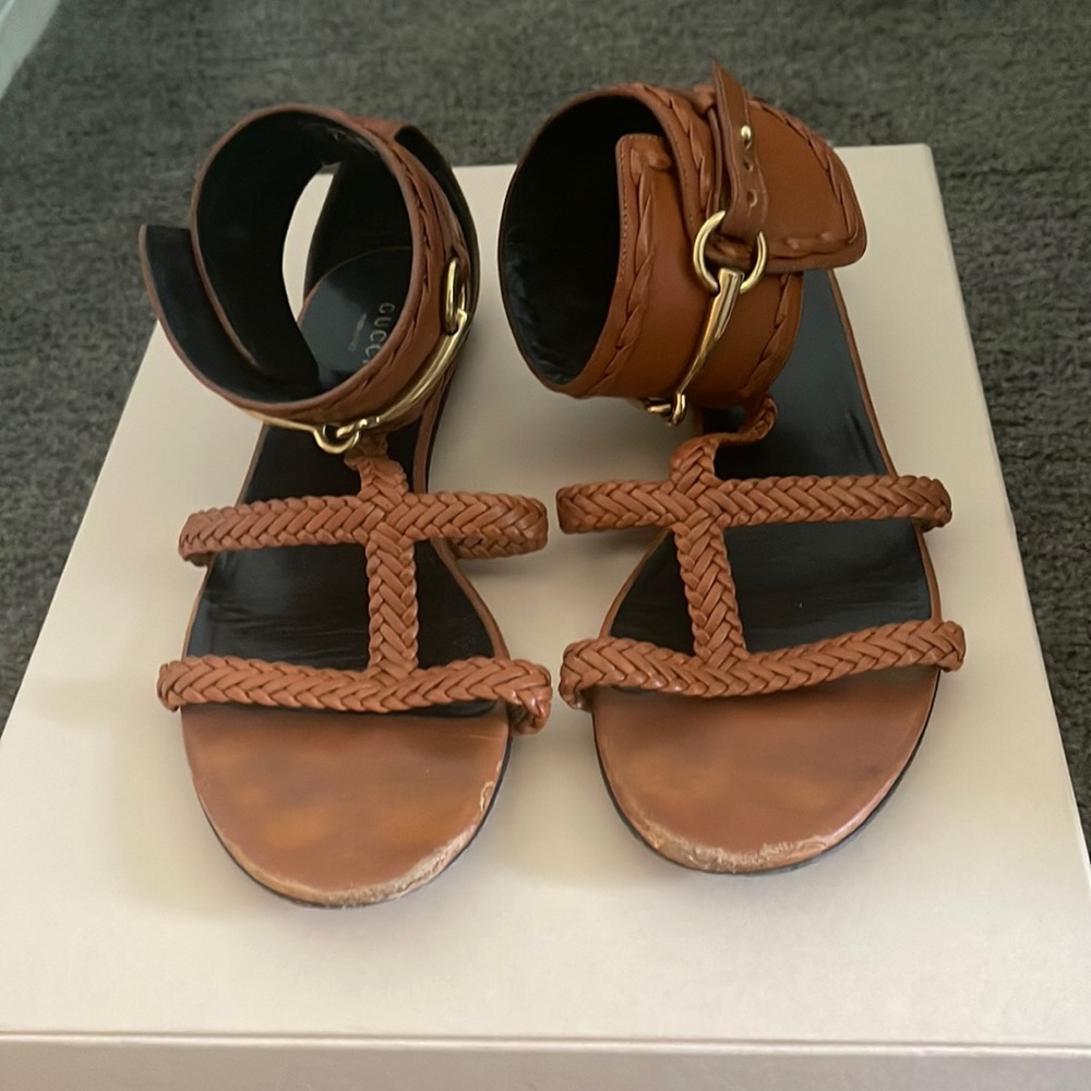 Cognac Gucci horsebit Sandals